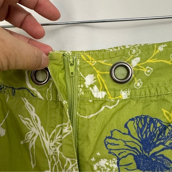 Chico's Cropped Capri Pants Womens 2 Green Cotton Floral Print Tropical Coastal - Picture 4 of 13